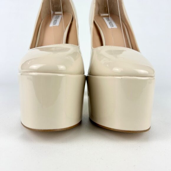 Steve Madden Womens Skyrise Platform Pumps Bone Patent Chunky Heel size 10M - Picture 7 of 16